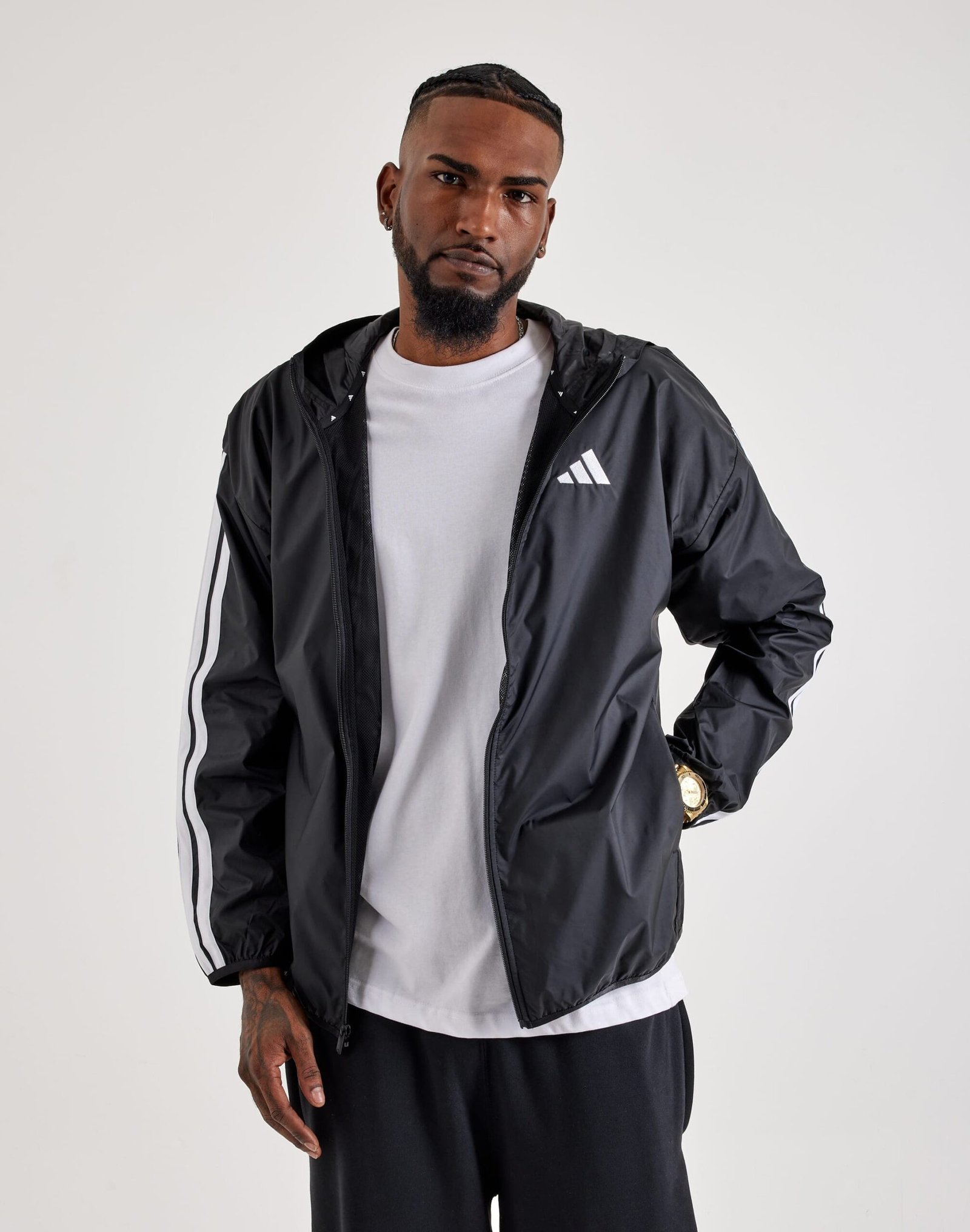 adidas_JE6325_M-002 Adidas Essentials 3-Stripes Windbreaker - Image 1
