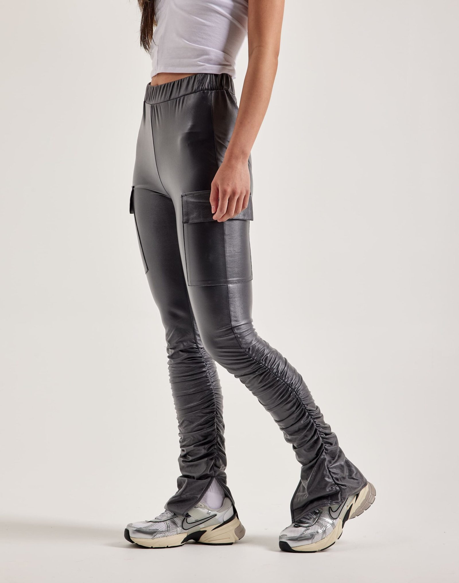 redfox_pl5401_w-042 Red Fox Stacked PU Leggings - Image 1