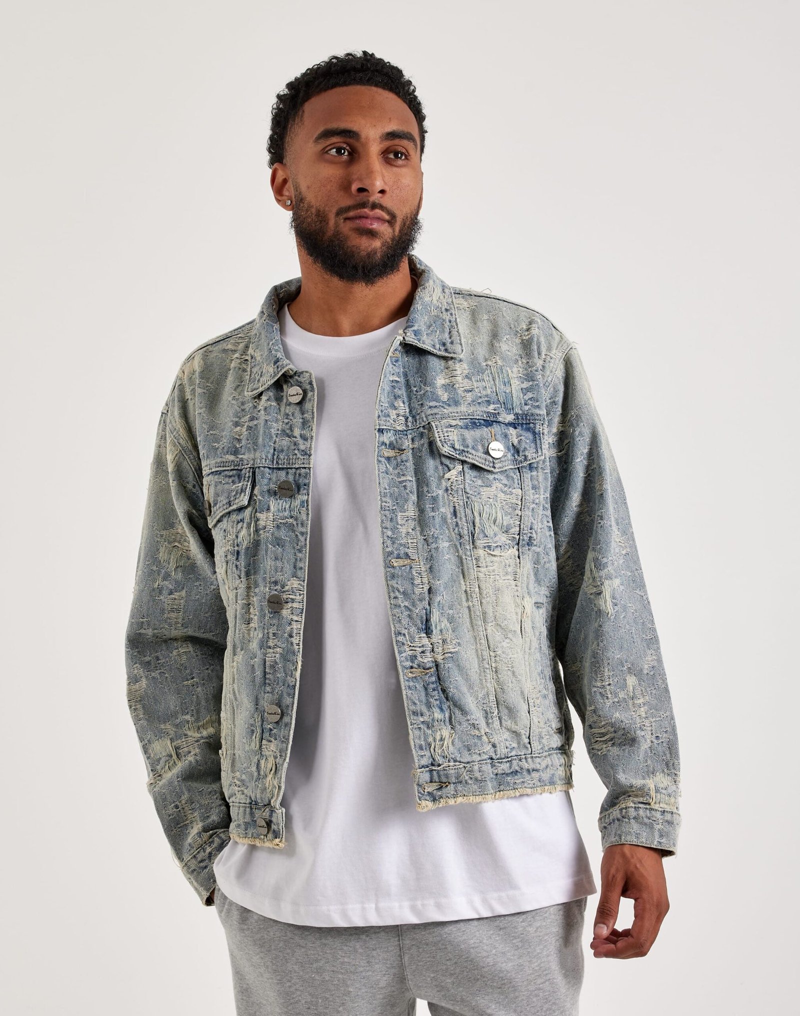 smoke_20rise_JJ25534DT_M-122 Smoke Rise Distressed Denim Jacket - Image 1